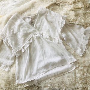 Bohemian White Ruffle Lace Blouse Size Med